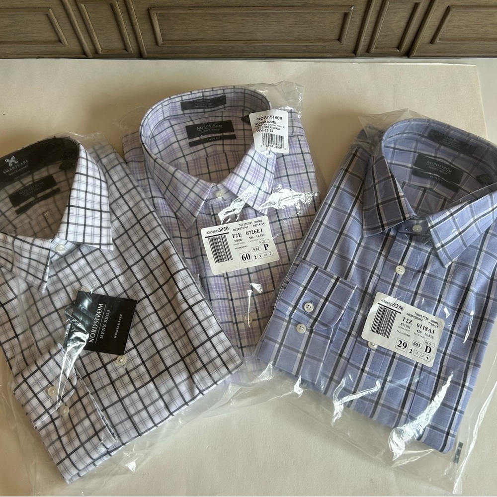 Nordstrom Men's Plaid Dress Shirts - Black, Purple, Blue